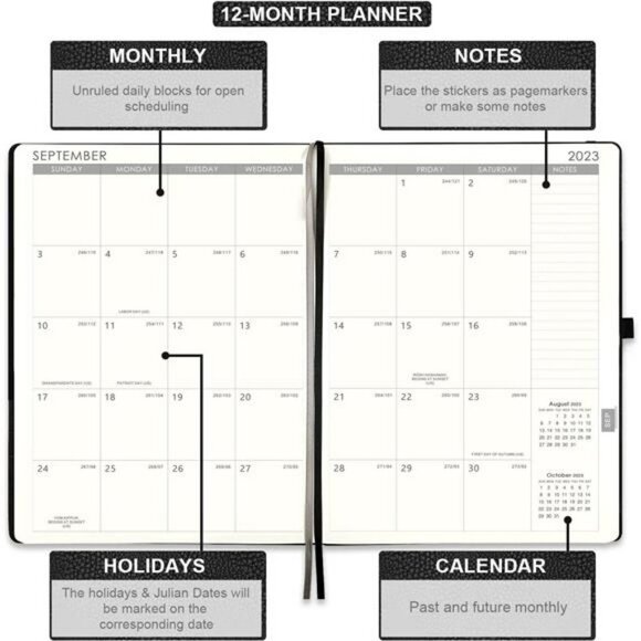 2023 Planner - Planner 2023 with Pen Loop, Inner Pocket, 8.5" x 11" - Black - Picture 3 of 7
